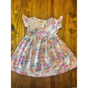 Matilda Jane Girls Lavender Floral Flutter Sleeve Dress Size 2